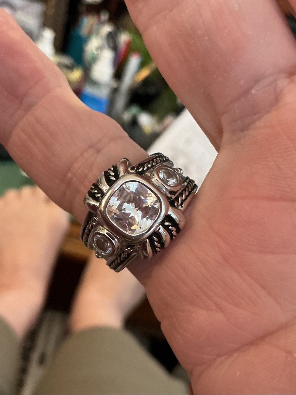 Sterling Silver White Cubic Zirconia Statement Ring - Women Jewelry